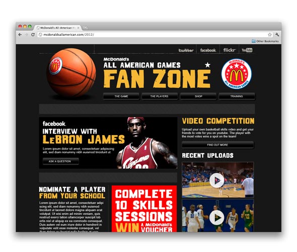All American Games Fan Zone website